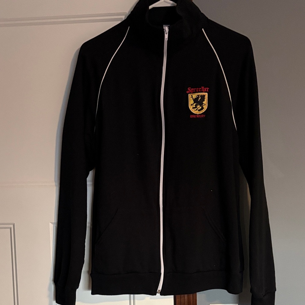 Black Track Jacket with Embroidered Sprecher Brewery Logo